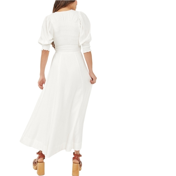 Free People Button Up String Of Hearts White Maxi Dress Size Medium - Picture 3 of 14